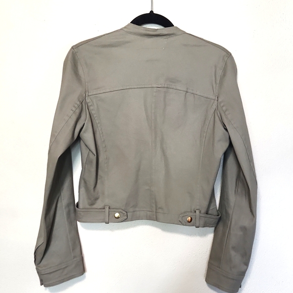 Maralyn & Me Cropped Long Sleeve Motorcycle Military Zip-Up Jacket Size M - Picture 5 of 11